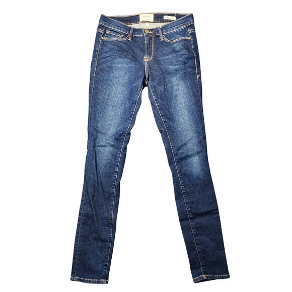 FRAME Denim Womens Jeans Size 28 Mid Rise Blue Dark Wash Skinny Ankle Stretch - Picture 1 of 16